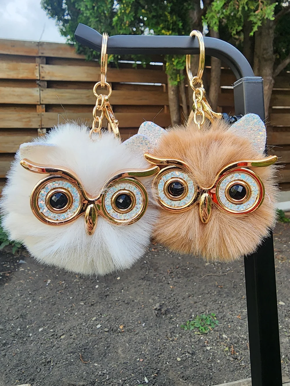 Adorable Owl Faux Fur Pom Keychain Bag Charm - Pick One